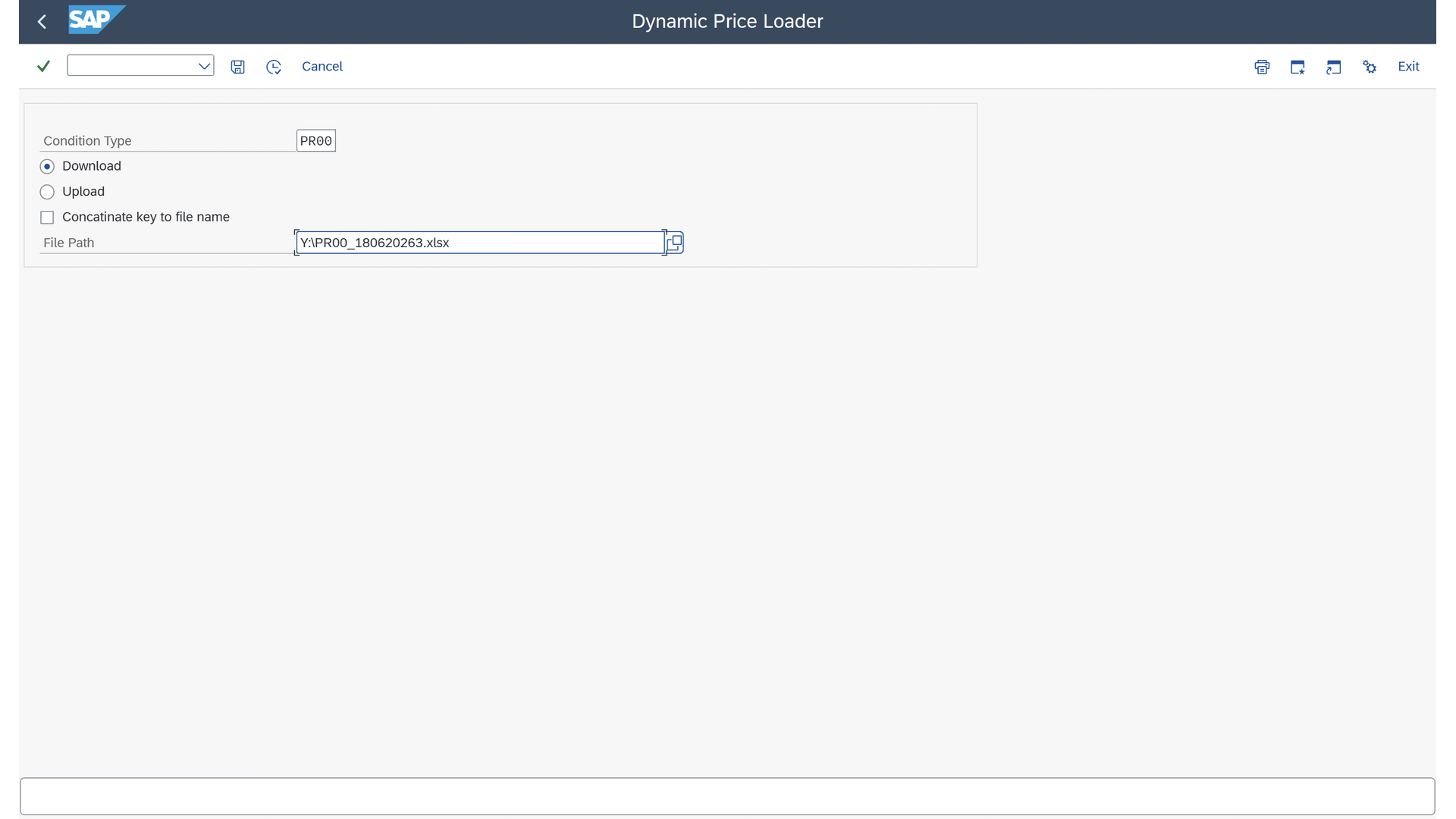 Dynamic Price Loader home screen with Download selected.